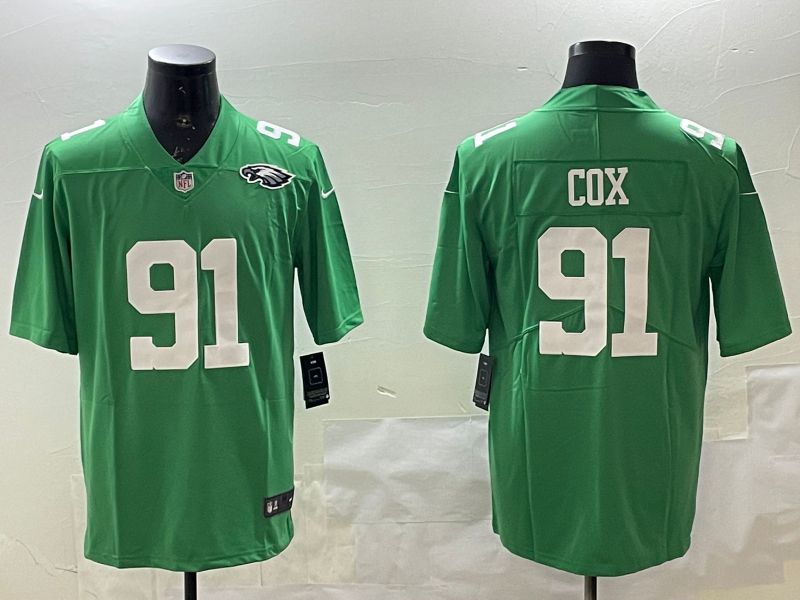 Men Philadelphia Eagles #91 Cox Green Throwback 2025 Nike Vapor Limited NFL Jersey style 4
